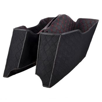  Advanblack 2014+  OEM Stretched Saddlebag (CVO Style) Liner Custom Red Stitching Liner Kit Fit for Tapered Bags Bottoms