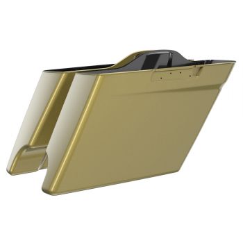 Advanblack Dual Cut Olive Gold 4.5" Stretched Extended Saddlebags for 2014+ Harley Davidson Touring