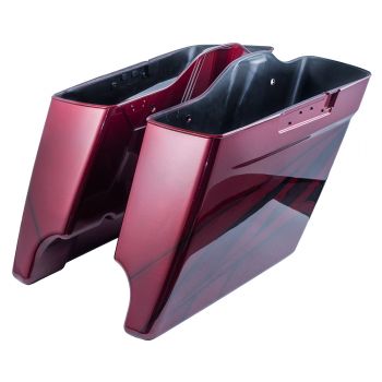 Advanblack Ravager Series Airbrushed Stretched Extended Saddlebag Bottoms for Harley Davidson 2014+ Touring-Hard Candy Hot Rod Red Flake