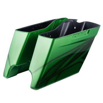 Advanblack Ravager Series Airbrushed Stretched Extended Saddlebag Bottoms for Harley Davidson 2014+ Touring-Radioactive Green
